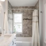 Bathroom renovation with tile shower